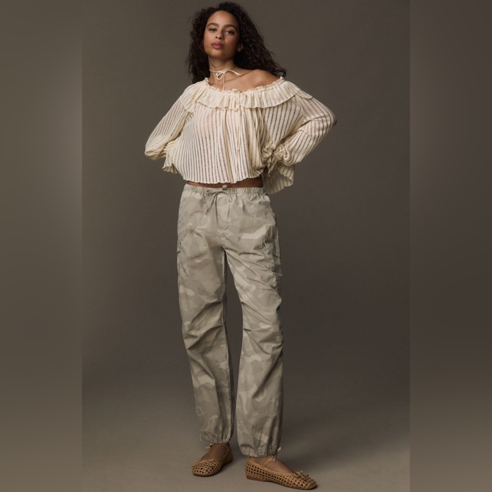 NEW! Anthropologie Pilcro Printed Camo Parachute Pants - Size Large